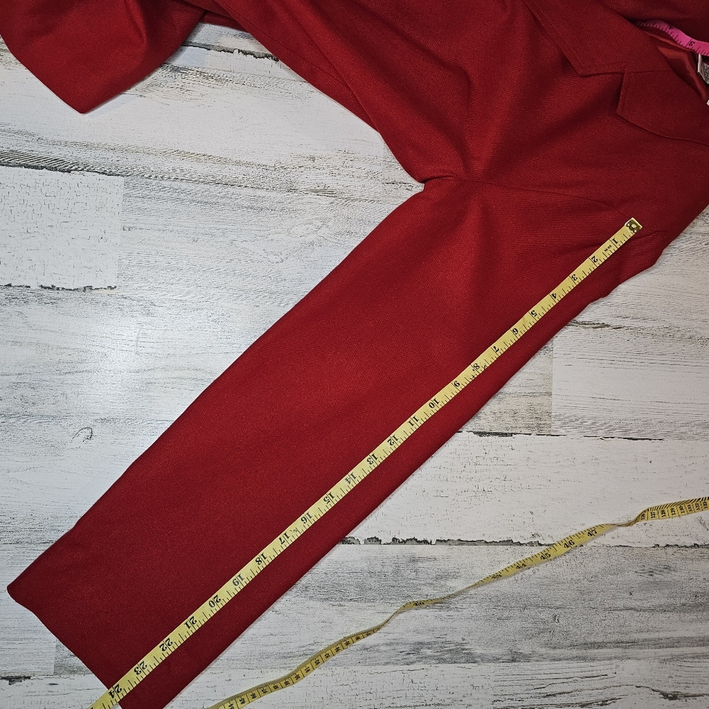 Vintage Erin London Red 100% Silk Blazer Jacket Women's Small Oversized Classic - Picture 9 of 16